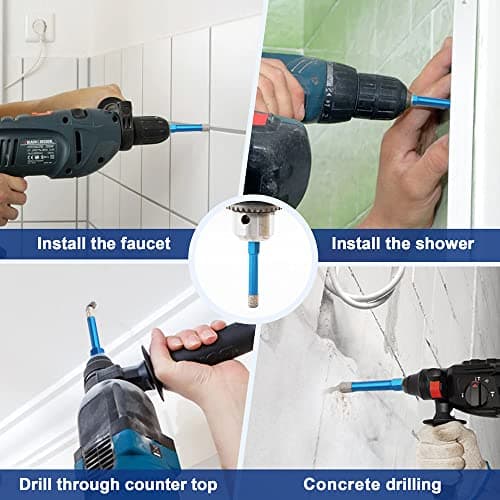 Diamond Drill Bit - BRSCHNITT 1/4 1/4 5/16 3/8 inch Masonry Drill Bits Set for Porcelain Tile Ceramic Stone Granite Marble,Hex Shank Diamond Hole Saw Drill Bit(5pcs/Pack). - Thumbnail 3