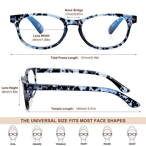 EYEGUARD Blue Light Reading Glasses 4 Pack Fashion Spring Hinge Readers for Women Computer Eyeglasses - Thumbnail 4
