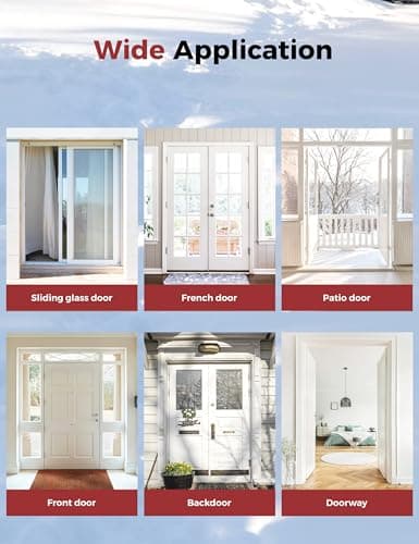 AEOCOO Thicken Wide Thermal Insulated Door Curtain, Fit Size up to 72 x 80 Inches, Magnetic Door Screen Curtain Filled with Thick Cotton for Winter, Sliding Glass/Patio/French/Front/Back, Grey, Square - Thumbnail 5