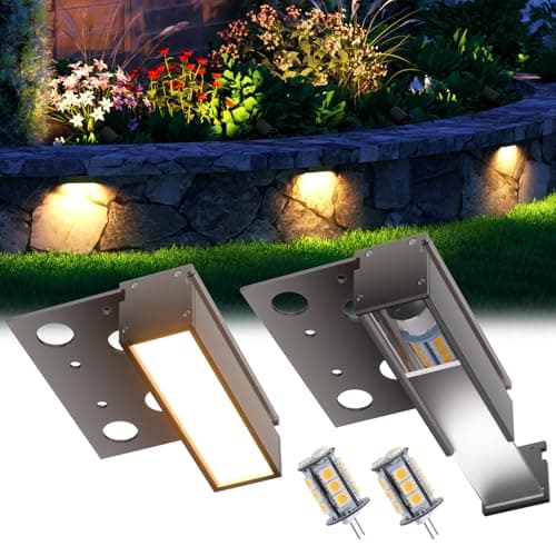 Noobibaba 4-Inch Retaining Wall Lights Hardscape Lighting 12V Outdoor Step Lights with Replaceable G4 LED Bulb Warm White 3W 300lm IP65 Waterproof Die-Cast Aluminum Housing 2-Pack - Image 1