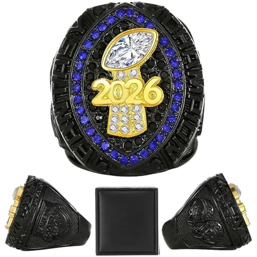 LANGE HOME 2026 Fantasy Football Ring 2026 Fantasy Football Championship Ring with High-Grade Gift Box,League Champion Trophy Rings Premium Award for Winner (2026-Black, 11-D20.22MM-C65MM) - Image 1