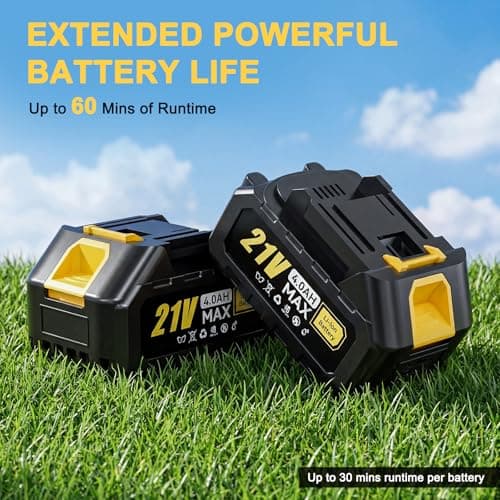 21V Cordless Tiller Cultivator, 2x4.0Ah Battery Powered Electric Garden Tiller, 360RPM Rototiller with 48 Steel Tines, 9.7" Width & 7" Depth, Lightweight Soil Tiller for Gardening - Thumbnail 3