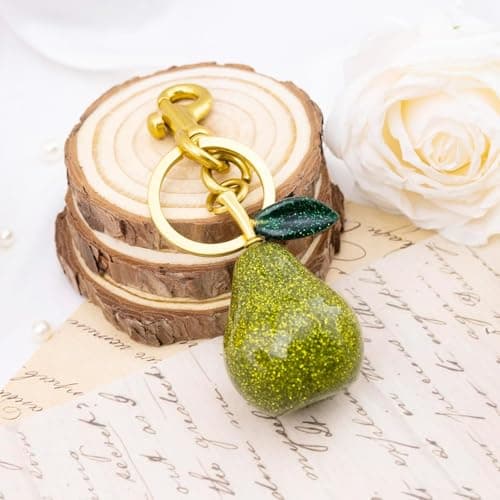 Hclian Cute Pear Keychain Bag Charms Car Keyrings for Women - Thumbnail 6
