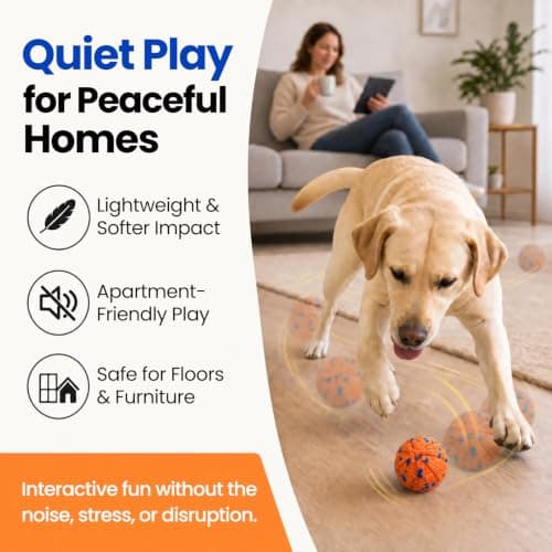 JoyBruko Interactive Dog Toys Ball, Moving Dog Toys to Keep Them Busy, Automatic Self Rolling & Bouncing, Soft E-TPU Material IPX7 Waterproof, Enrichment for Small Medium Large Breeds, Orange - Thumbnail 5