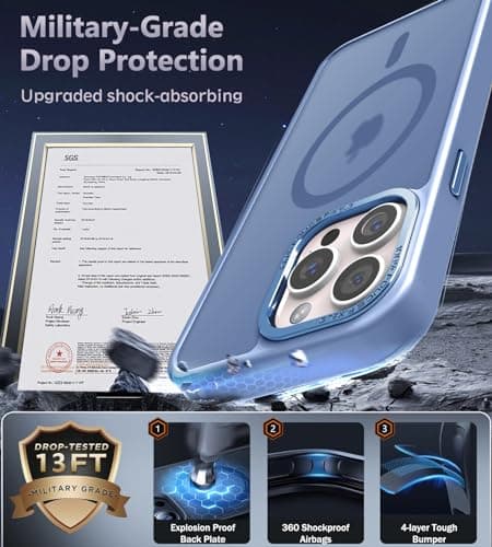 Newfuture Upgraded Magnetic for iPhone 15 Pro Max Case [Compatible with Magsafe] [Mil-Grade Protection], Pocket-Friendly, Slim Translucent Phone Case Cover for iPhone 15 Pro Max 6.7", Light Blue - Thumbnail 5