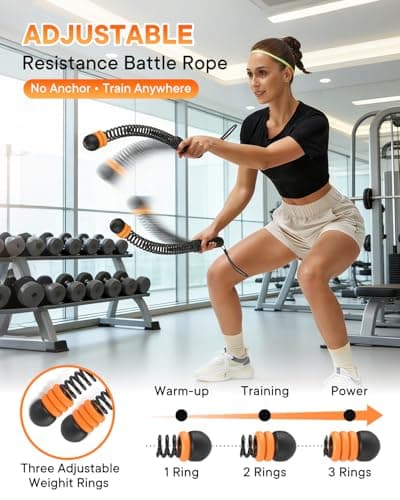 Weighted Ropeless Battle Ropes — 3 Pack Adjustable Portable Ropeless Battle Ropes for Home Gym, Workout Exercise Rope for Low-Impact Workout, HIIT and Low-Impact Aerobic Training for Men & Women - Thumbnail 2