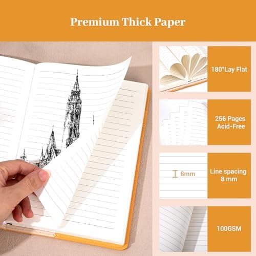 CAGIE Lined Journals for Writing, Two-Toned Hardcover Journal Notebook for Women, 256 Pages A5 Journal with 100GSM Thick Paper for Work Note Taking Diary, Refillable Design,8.6 x 5.7 Inch,Yellow - Thumbnail 4