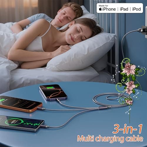 Multi Charging Cable (6ft 2Pack),3 in 1 USB Charging Cable for Multiple Devices,Braided Universal Phone Charger Cord with Type-C/Usb C,Micro USB,IP Port Lightning for iPhone17-5/Android Phones - Thumbnail 5