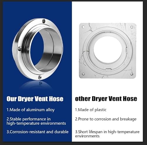 Aluminum Alloy 4 Inch Dryer Vent Hose Connector Kit, Quick Setup Design With Extra Thick(6-Ply) Aluminum Foil 5 Ft Duct And 2 Clamps, Antioxidant And Durable For Dryer Washer Bathroom - Thumbnail 2