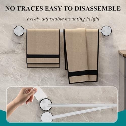 Towel Bar for Bathroom Wall,Adjustable 12~21 Inch Towel Racks for Bathroom Wall Mounted, Towel Holder for Glass Shower Door,Bathroom Accessories,Apparment Essentials,Home Decor-White - Thumbnail 4