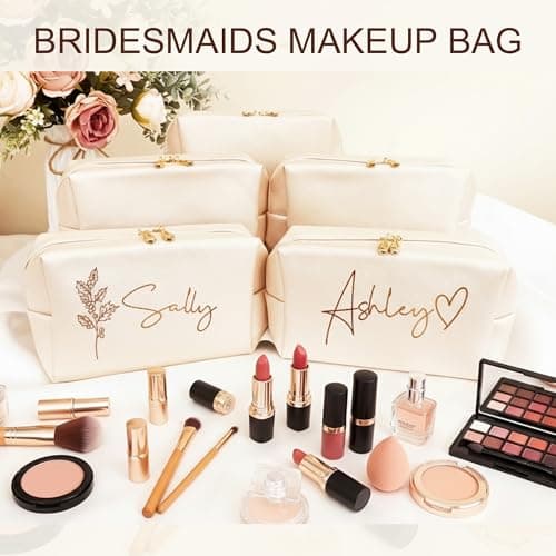DayOfShe Personalized Name Makeup Bag for Bridesmaid Gifts Bridal Shower Wedding Gifts Custom Toiletry Bag Cosmetic Bag for Best Friend Birthday Gifts - Thumbnail 4