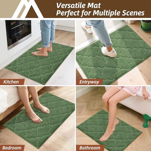 COSY HOMEER Kitchen Rugs 20" x 32" Washable Non Slip Kitchen Mats for Floor Absorbent Kitchen Carpet Soft Rugs for Kitchen,Sink Mat,Entrance,Area Rugs,Green - Thumbnail 6