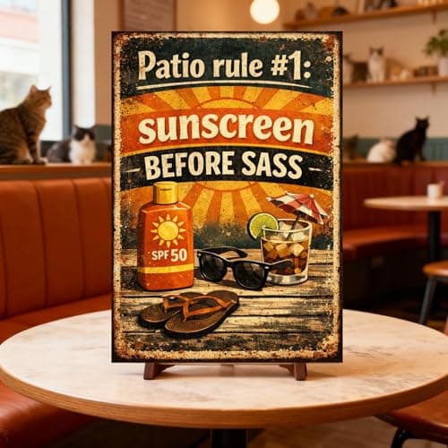 Patio Rule #1 Sunscreen Before Sass Vintage Tin Sign Funny Outdoor Wall Decor Retro Summer Humor Metal Plaque Rustic Backyard Porch Bar Poolside Garden Art 8x12 Inch - Thumbnail 3