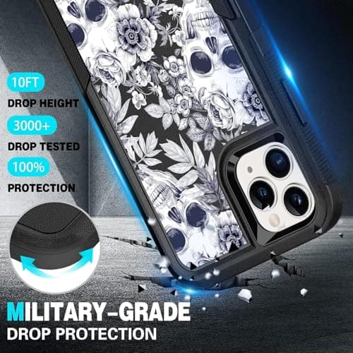 LOQUPE Designed for iPhone 11 pro Case, Heavy-Duty Tough Rugged Lightweight Slim Shockproof Protective Case for iPhone 11 pro 5.8 Inch,Women Girls,Cute Skull - Thumbnail 3