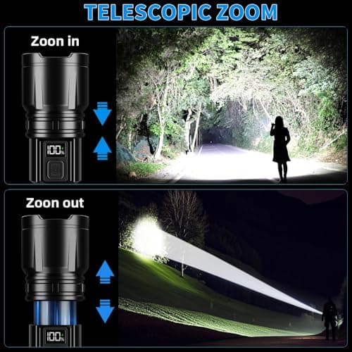 Hriovs Rechargeable LED Flashlight 99000 High Lumens, Powerful Tactical Flashlights with 6 Modes, IPX7 Waterproof, Zoomable, Super Bright for Home Outdoor Emergency Camping - Thumbnail 3