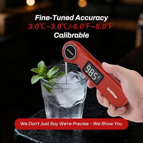 Instant Read Meat Thermometer, GrillBliss USB-C Rechargeable Digital Food Thermometer with 0.5s Fast Read & ±0.5℉ Accuracy, VA LCD Display, Cooking Thermometer for BBQ, Grill, Candy, Brewing - Thumbnail 5