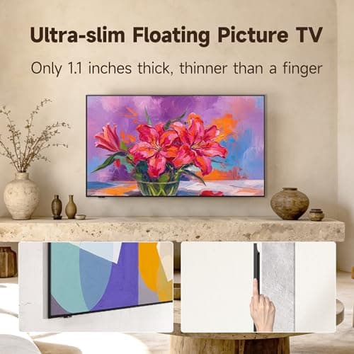 iFFALCON 55-Inch Class QLED 4K F75 Smart TV, Ultra-Slim 1.1'' Floating Picture Frame TV, Seamless Wall-Mount Installation | Dolby Vision IQ, 144Hz, Google TV, Alexa | Works w/Legacy Devices - Thumbnail 2