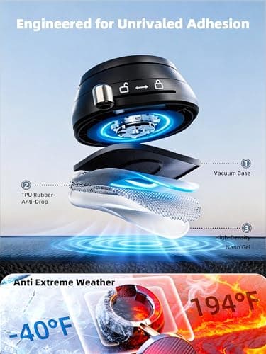 Treligate 2026 Upgraded Vacuum Magnetic Phone Holder, [108+ LBS] Heavy Duty Suction Cup Car Phone Mount for Dashboard, Gym & Desk, MagSafe Car Mount for iPhone 17 16 15 Pro Max - Thumbnail 3
