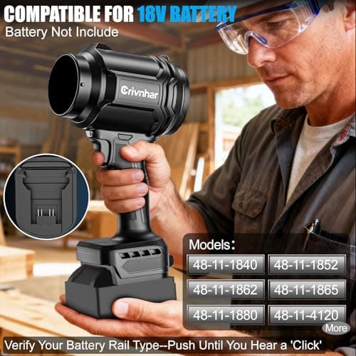 Cordless Leaf Blower for Milwaukee 18V Batteries, 125-MPH Handheld Dust Blowers with LED Light & 2 Nozzles, Battery Powered Variable Speed Turbo Blower for Leaves/Dust/Patio/Lawn/Snow(No Battery) - Thumbnail 2