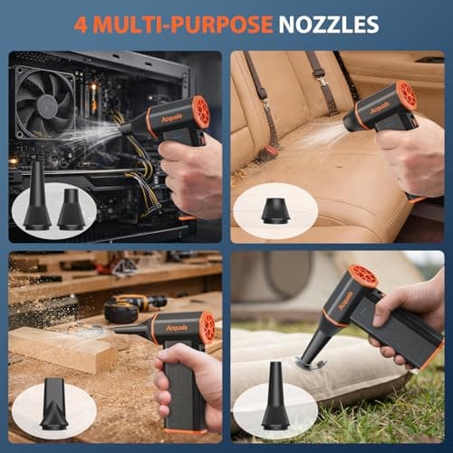 Electric Air Duster, 160000RPM Ultra Powerful Compressed Air Duster, 3-Gear Adjustable Air Blower, Rechargeable Cordless Mini Blower for Keyboard, Computer, Electronics, Car, Home & Outdoor Cleaning - Thumbnail 5