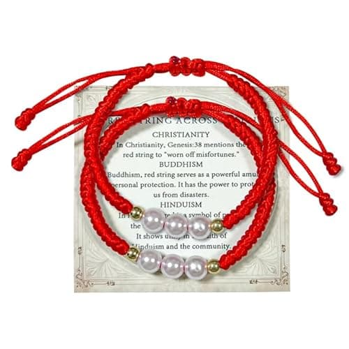 Red Bracelet for Women, Red String Bracelet for Protection as Mother Gifts, Handmade Couples Bracelets Red Ankle Bracelets, Matching Jewelry for Couple, Christian Good Luck Teen Friendship Bracelets - Image 1