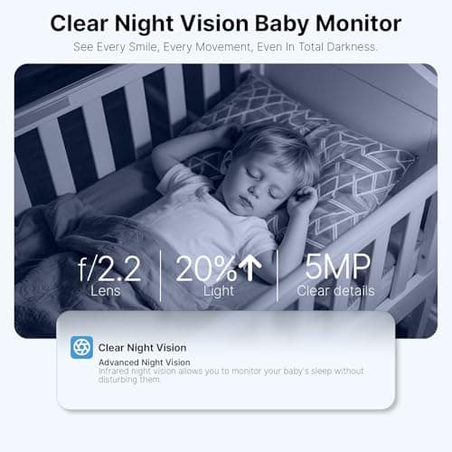 Ognee Baby Monitor with Camera and Audio, 24h Recording Playback, Baby Monitor with Crib Mount, 5" IPS 2K Display, SD Card, Remote Pan-Tilt-Zoom, 2-Way Talk, No WiFi, Night Vision, Safety Zone Alert - Thumbnail 3