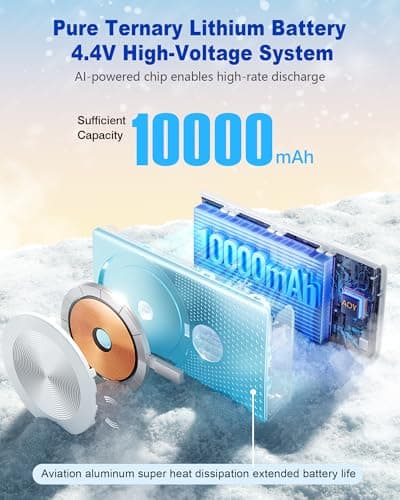 Kesguar Magnetic Portable Charger, 10000mAh 22.5W PD Super Fast Charging Wireless Power Bank. Ultra-Strong Magnet, USB C in&Out Battery Pack for Magsafe, iPhone 17/16/15/13/12 Pro Series, Blue - Thumbnail 3