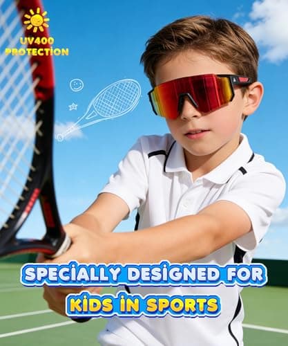 KALIYADI Kids-Sunglasses Toddler-Sunglasses Boys-Girls Youth-Sport-Sun-Glasses: Baseball Running UV400 Protection Age 6-14 - Thumbnail 2