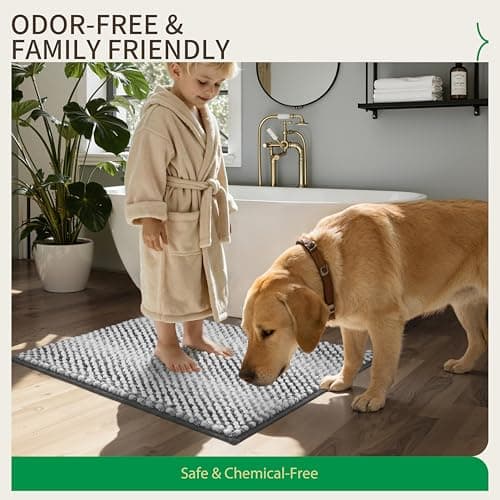 ComiComi Gray Bath Mats Plush Pom-Pom Super Absorbent Bathroom Rug Non Slip Machine Washable Bath Mat for Bathroom Floor Quick Dry 16" x 24" - Thumbnail 6