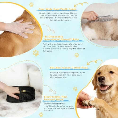 10in1 Pet Spray Brush for Cat & Dog, Hair Health & Grooming Set Includes 100ml Waterless Shampoo, Nail Clippers, Toothbrush, Comb, Cat Scratcher with Catnip, Disposable Cleaning Supplies, Gift-Set - Thumbnail 6