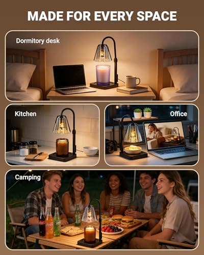 Candle Warmer Lamp with Timer & Dimmer, Birthday Gifts for Women Mothers Day, Height Adjustable Shatterproof Electric Wax Melt Warmer for Jar Candles, Modern Candle Lamp for Home Decor, With 2 Bulbs - Thumbnail 4