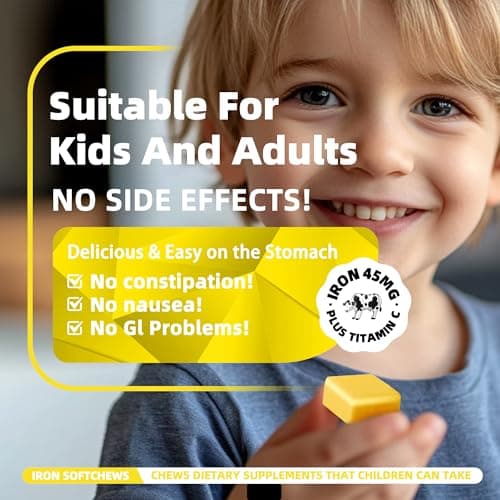 Parhaat Iron Soft Chew Supplement with Vitamin C | Pineapple Flavored | Gluten Free | Iron Supplement for Women Men and Kids | 60 Count | 2 Month Supply - Thumbnail 3