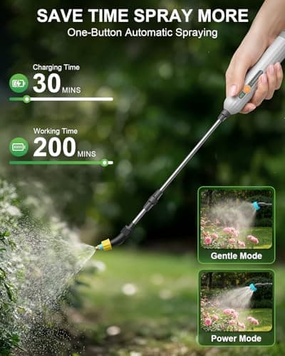 2 Gallon Electric Garden Sprayer, Battery Powered Weed Sprayer with Telescopic Wand, 3 Adjustable Nozzles, Garden Sprayer with Collapsible Tank, Shoulder Strap for Lawn Care, Plant Watering & Cleaning - Thumbnail 3