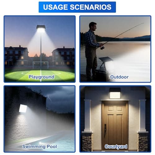 JINXING Solar Flood Lights Outdoor, Dusk to Dawn Solar Powered Outdoor Light, 6500K IP65 Waterproof Wall Mounted Security Light for Front Door, Porch, Yard, Fence, Garden - Thumbnail 4