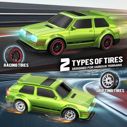 Dingdongwu 1/43 Mini RC Drift Car with Gyroscope, 4WD Full Proportional RC Car, 2.4GHZ Hobby Grade Remote Control Cars, RTR Model Vehicle, 20+KM/H High Speed for Hobbyists Kids Adults (Green) - Thumbnail 4