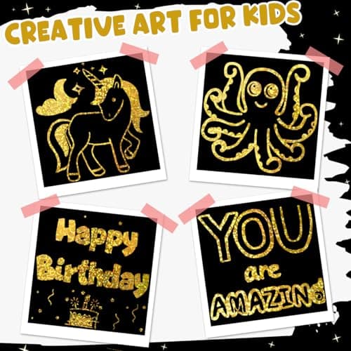 ZMLM 165 Pcs Rainbow Scratch Paper Art Notes - Crafts for Kids Ages 4-8, Classroom Prizes, 1st 2nd 3rd Grade School Activity Bulk, Student Gifts from Teacher(Gold Holographic) - Thumbnail 3