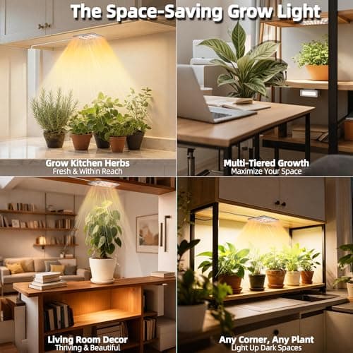 Under Shelf Grow Light, USB Powered Adhesive Stick On LED Under Cabinet Puck Light with Timer, Full Spectrum High PPFD Small Plant Light for Shelves, Indoor Plants, Terrarium, Display Case (3500K) - Thumbnail 4