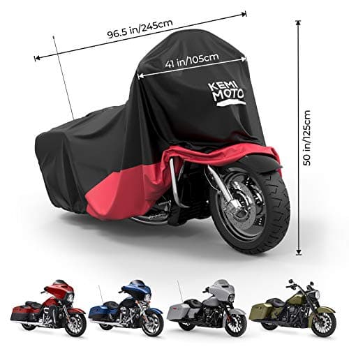 KEMIMOTO Heavy Duty 420D Motorcycle Cover Fits Side Top Box Waterproof Outdoor Compatible with Touring, Touring Ultra Limited Road King Street Glide Road Glide All Weather Dust Sunlight Rain Cover - Thumbnail 3