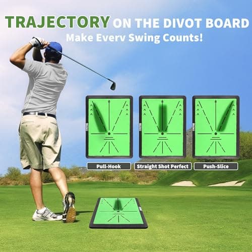 Golf Hitting Mats Training Equipment, Portable Golf Mat with Longer Swing Path Trajectory, 3-in-1 Replaceable for Driving, Chipping & Hitting Mat, No-Slip Heavy Duty Rubber Base, Indoor/Outdoor - Thumbnail 5