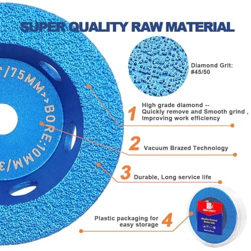 BRSCHNITT 3 inch Diamond Grinding Wheel - Diamond Profile Wheel Grinding for Granite,Porcelain,Ceramic Tile,Marble. - Thumbnail 6