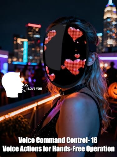 Gelrova Ultra-Light APP-Controlled LED Mask, 3600 LEDs HD Display, Customize with Photos/GIFs/Text, Voice Control, 250+ Designs, Ideal Halloween Mask for Costume Cosplay Parties Raves, High End Gift - Thumbnail 2