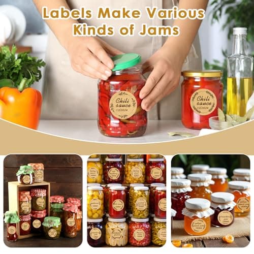 500pcs Canning Stickers Jam and Jelly Jar Labels, Gift Tags 4 Different Wreath Designs, All-Purpose Labels for Mason Jars/Bottle/Name Tags and More(2" Round) - Thumbnail 5