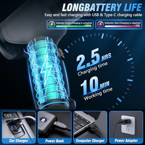 IHE Car Vacuum Cleaner, 15000Pa Handheld Cordless Rechargeable Wet & Dry Vacuum, 120W High Power for Car, Pet, Home, Office Cleaning, Washable HEPA Filter, Multi-Nozzles 01 - Thumbnail 4