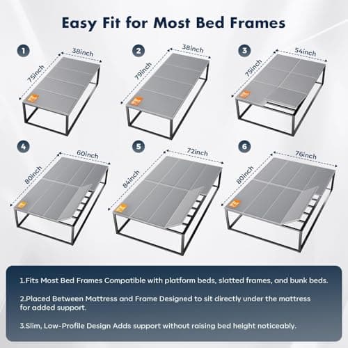 BedBro Bunkie Board King 10mm (76" x 80") – Grey Under Mattress Support, Anti-Sag & Noise-Free, Breathable Low Profile Bed Board for Metal Frame - Thumbnail 5