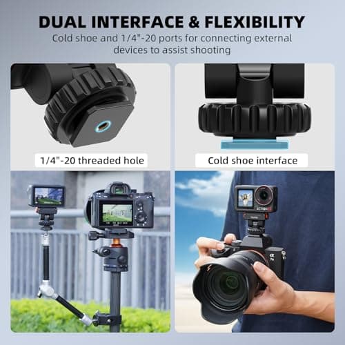 Flymile Action 5 Pro/4/3 Cold Shoe Adapter Mount, Magnetic Quick Release Holder for DJI Osmo 360, 180° Adjustable Cold Shoe Camera Adapter with 1/4" Screw Hole for DSLR Photography Accessories - Thumbnail 5