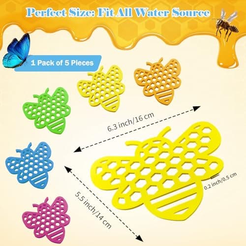 Floating Bee Island Watering Station - 5 Pack, Bee-Friendly EVA Foam, No Sinking, ​Drowning-Proof, Fade-Proof, Pre-Cut, Birdbath, Pools & Garden Hydration Solution for Pollinators (6.3 Inch) - Thumbnail 2