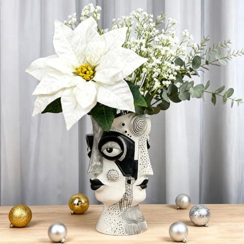U WONDERFUL Face Vase - Flower Vase Unique, Funny Cool Abstract Art Decor Vase for Plants, Boho Flower Vase for Home Living Room Office Book Shelf - Thumbnail 3