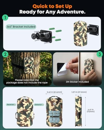 Camping Radar Security Alarm,Wireless Perimeter Alarm,Rechargeable Motion Sensor Trip Alarm,1/2 Mile Range,Waterproof System for Outdoor Security&Survival Gear-Updated Version(Desert Camo) - Thumbnail 6