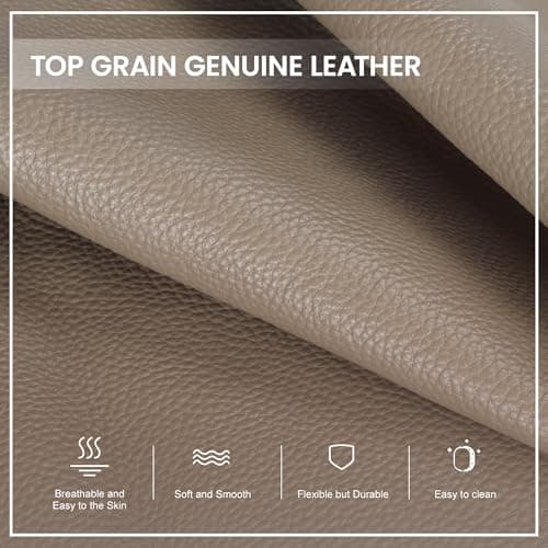 befen Genuine Leather Tote Bag for Women Work,Leather Tote Bag,Large Women's Zippered Shoulder Bags Purses Satchel Handbags with Top Handles Work Purse for Daily Travel,Taupe - Thumbnail 4