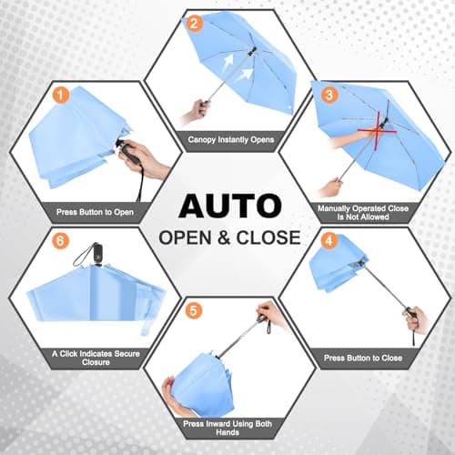 Lejorain Packable Umbrella Travel Lightweight - Automatic Compact Rain Umbrellas Mini Pocket Sturdy Windproof Umbrella Micro Paraguas - Thumbnail 4